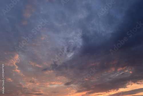 Saturated colors of the atmospheric sky at sunset in the summer dusk