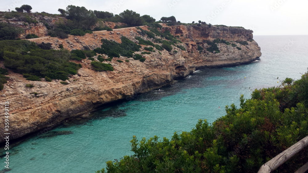 Rocky coast and bay with turquoise water in Majorca, Spain