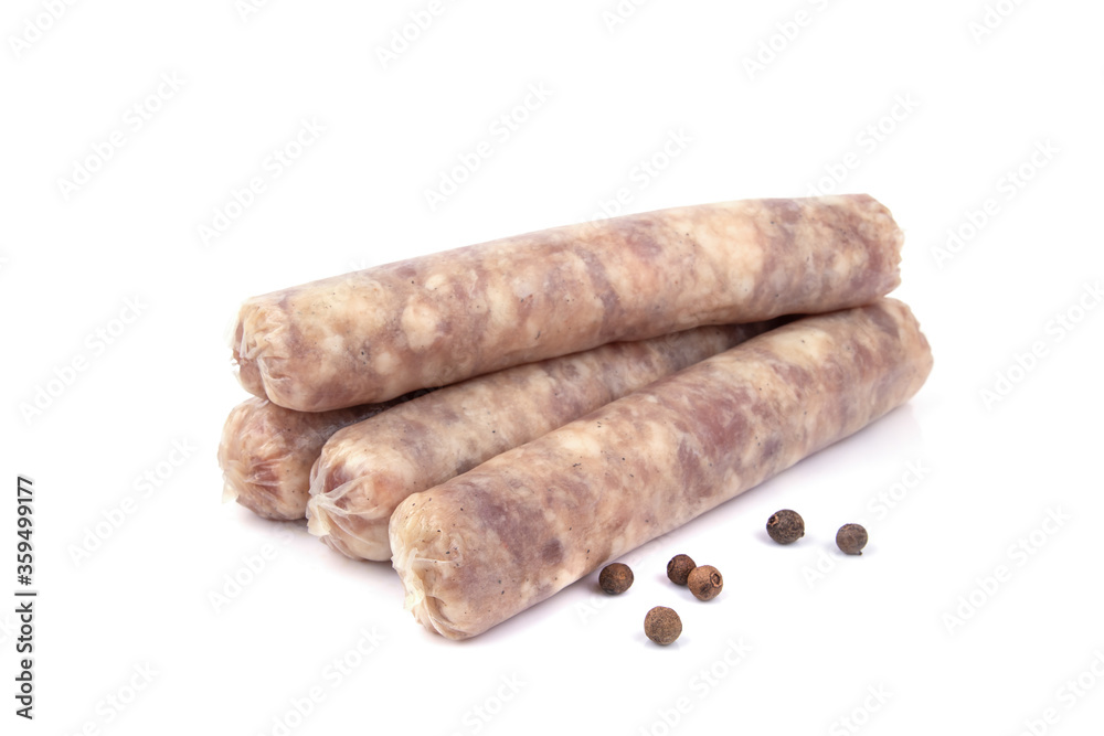 homemade sausages kupaty raw meat isolate on white homemade sausages kupaty raw meat isolate on white
