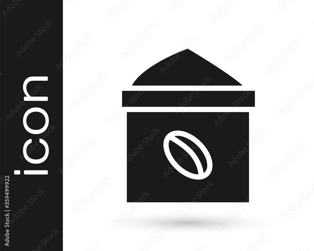 Grey Bag of coffee beans icon isolated on white background. Vector Illustration Grey Bag of coffee beans icon isolated on white background. Vector Illustration