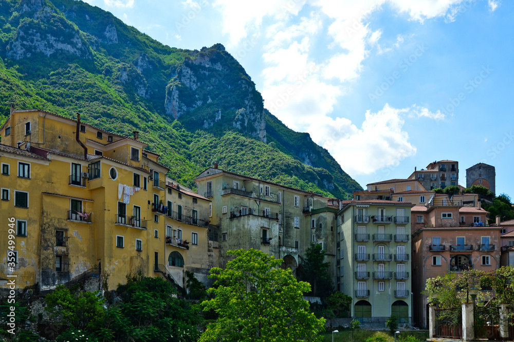 Panoramic view of the roofs of the old town of Campagna in the province of Salerno, Italy.