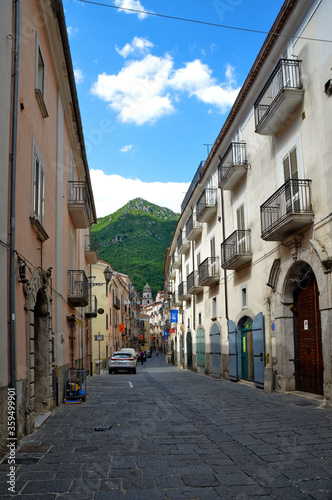 A street between the old houses of the town of Campagna in the province of Salerno, Italy. © Giambattista