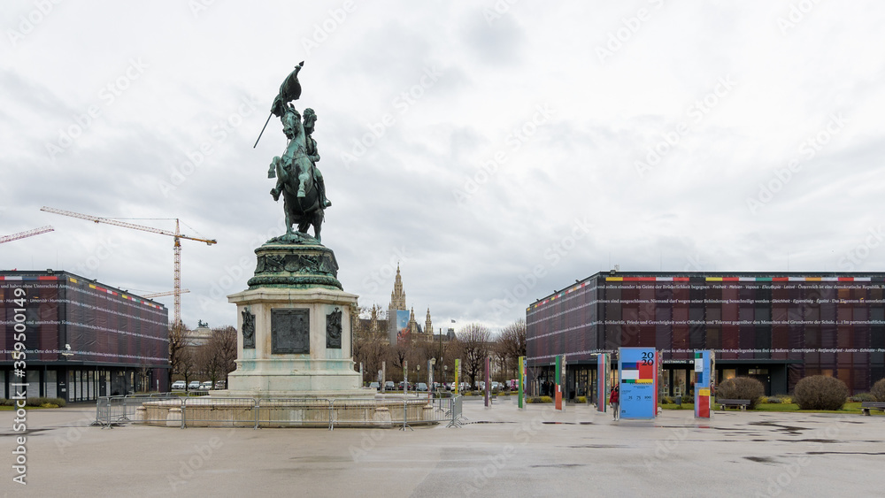 Heldenplatz Square with equestrian statue of Archduke Charles made by A.D. Fernkorn in (1859)