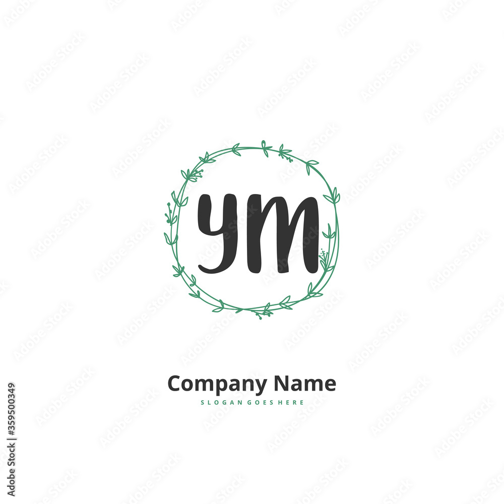 Y M YM Initial handwriting and signature logo design with circle. Beautiful design handwritten logo for fashion, team, wedding, luxury logo. Y M YM Initial handwriting and signature logo design with circle. Beautiful design handwritten logo for fashion, team, wedding, luxury logo.