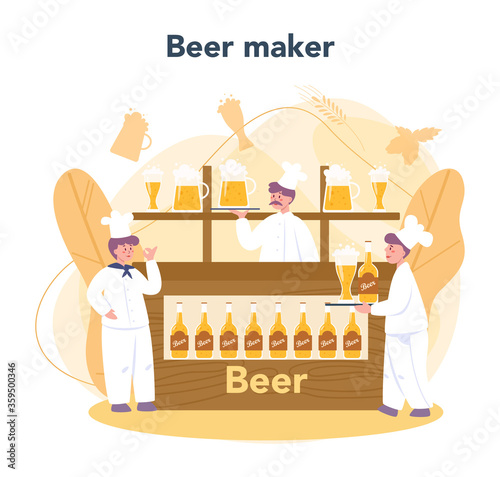 Brewery convept. Craft beer production, brewing process. draught beer