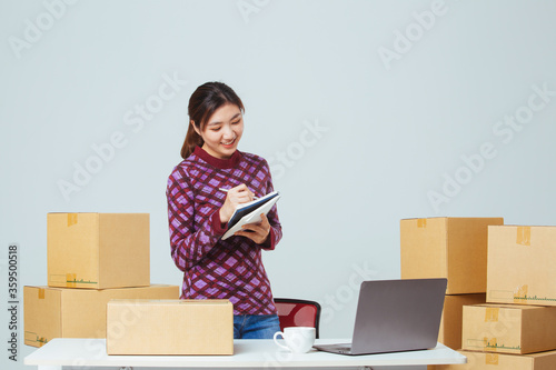 business woman working online shopping