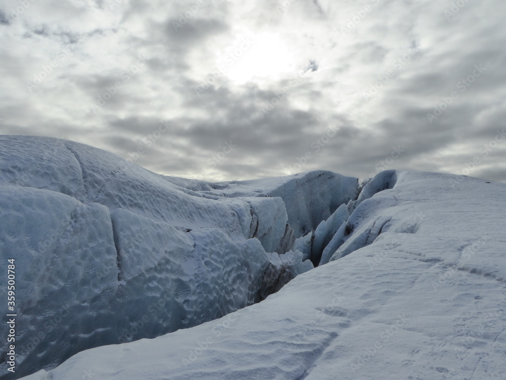Crevasse in a glacier in Iceland