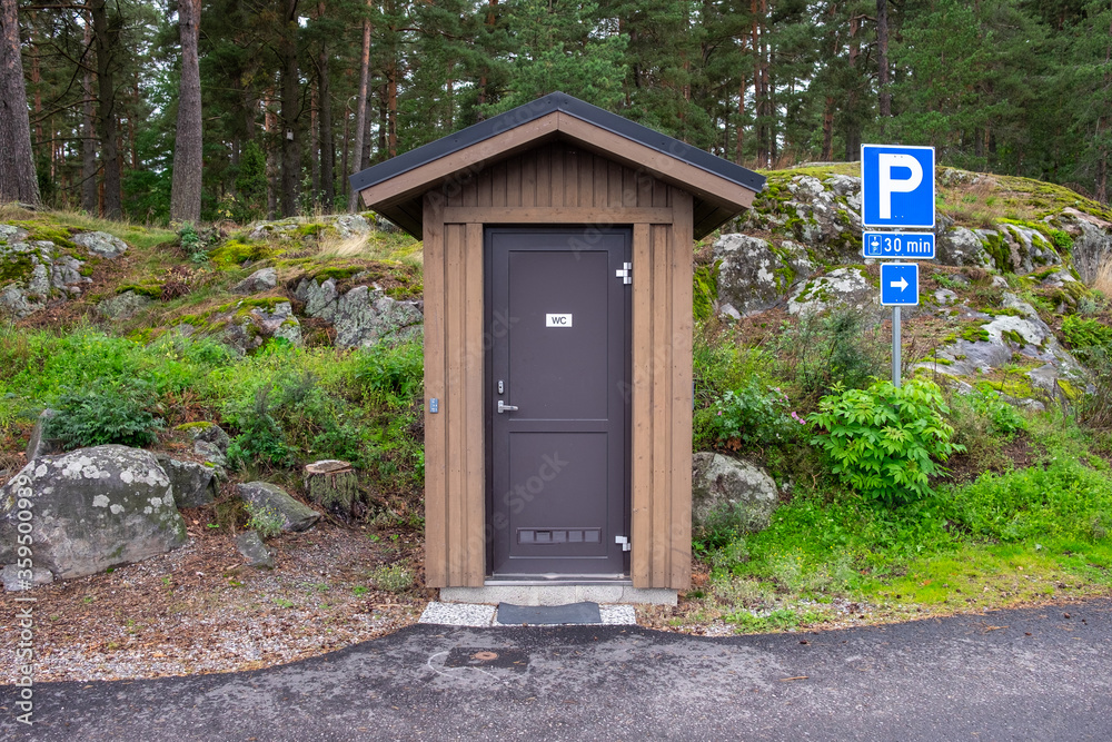 Outdoor toilet at harbor of Raisio, Finland. Outdoor toilet at harbor of Raisio, Finland.