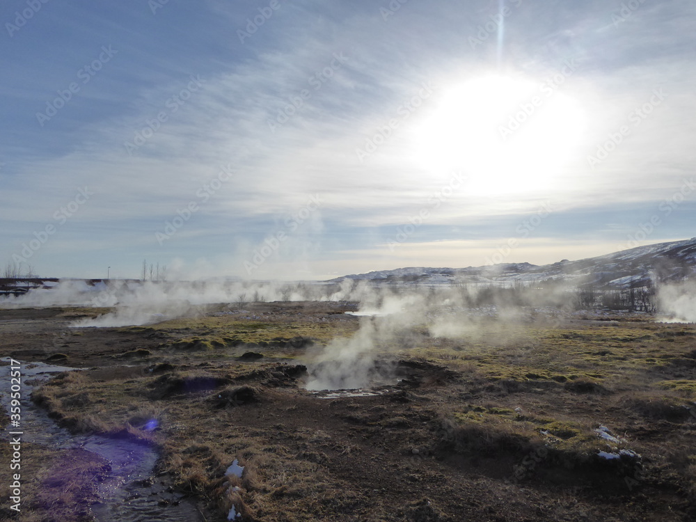 Fototapeta premium Steam vents in Iceland