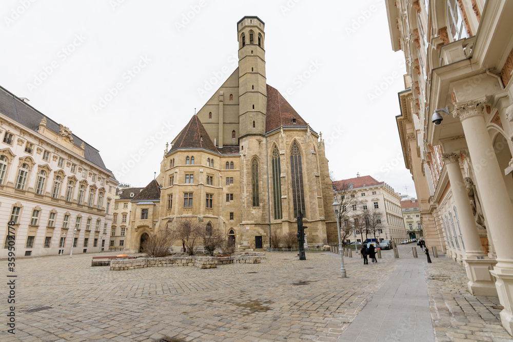 Minoritenkirche Church on Minoritenplatz in Old city center in Vienna of Austria.