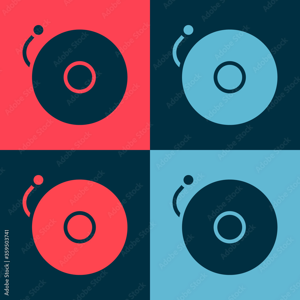 Pop art Ringing alarm bell icon isolated on color background. Alarm symbol, service bell, handbell sign, notification symbol. Vector Illustration Pop art Ringing alarm bell icon isolated on color background. Alarm symbol, service bell, handbell sign, notification symbol. Vector Illustration