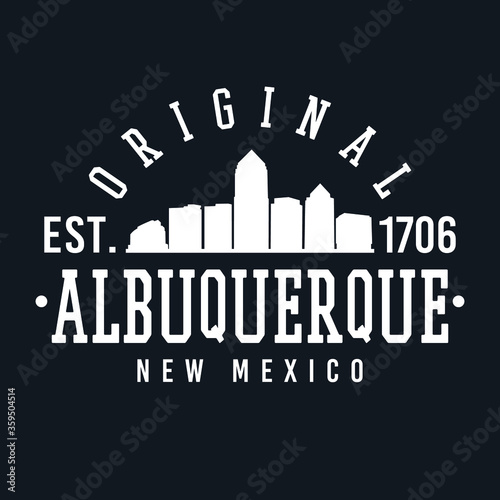 Albuquerque New Mexico Skyline Original. A Logotype Sports College and University Style. Illustration Design. photo