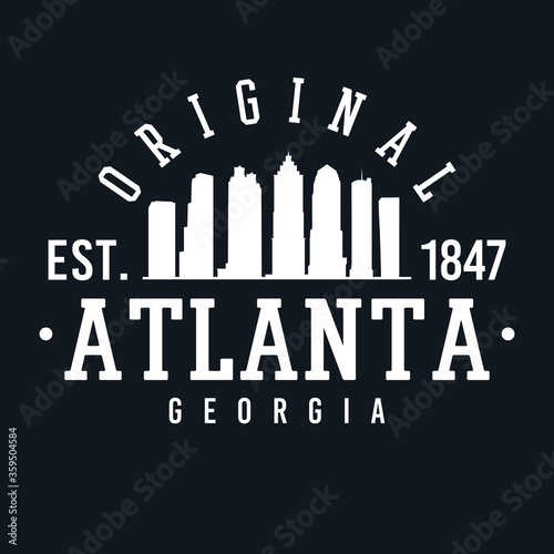 Atlanta Georgia Skyline Original. A Logotype Sports College and University Style. Illustration Design.