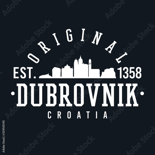 Dubrovnik, Croatia Skyline Original. A Logotype Sports College and University Style. Illustration Design.