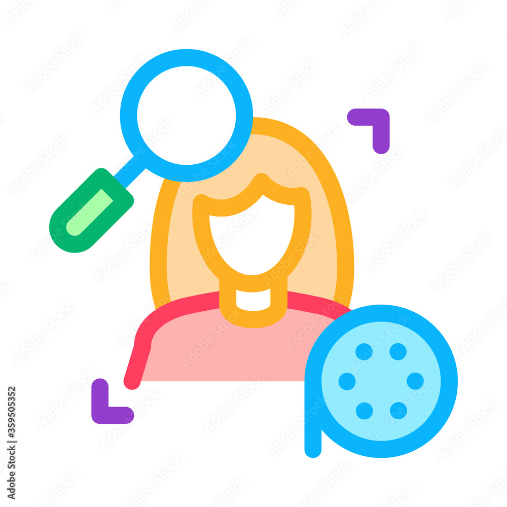 research woman video icon vector. research woman video sign. color symbol illustration research woman video icon vector. research woman video sign. color symbol illustration