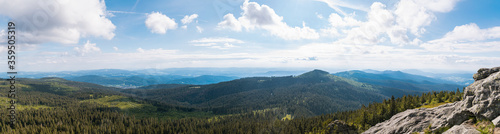 Panorama view of the Bavarian Forest from Großer Arber in summer, Germany