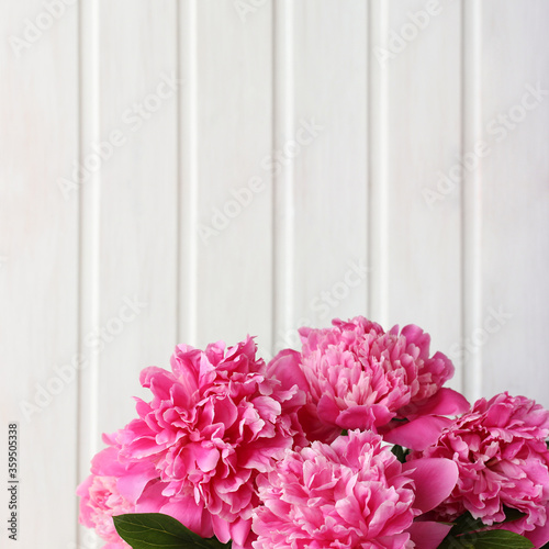 Fototapeta Naklejka Na Ścianę i Meble -  bouquet of pink garden peonies close-up.
