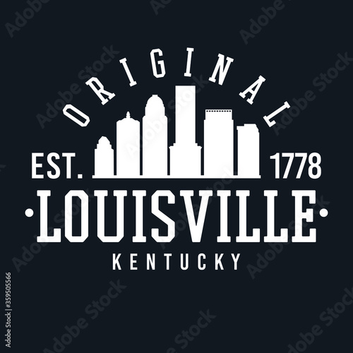 Louisville Kentucky Skyline Original. Logotype Sports College University. Illustration Design Vector.  photo