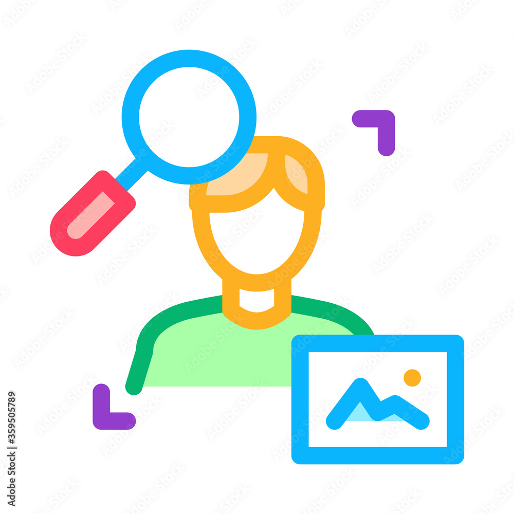 research human photo icon vector. research human photo sign. color symbol illustration research human photo icon vector. research human photo sign. color symbol illustration