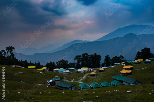 Beautiful evening Camps in Chopta, Uttrakhand,India photo