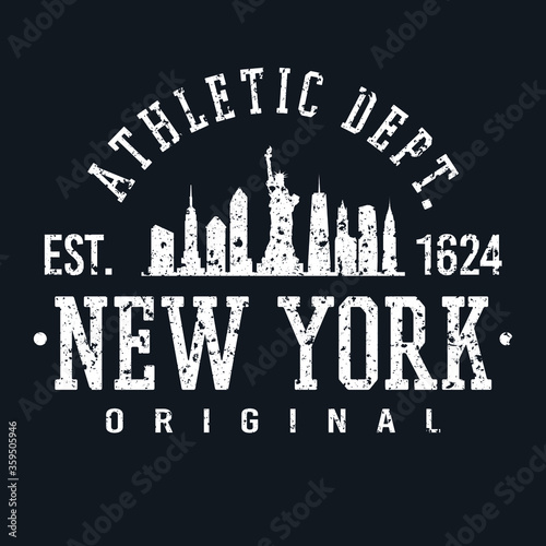 New York City Skyline Original. A Logotype Sports College and University Style. Illustration Design.