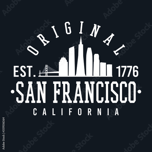 San Francisco California Skyline Original. A Logotype Sports College and University Style. Illustration Design