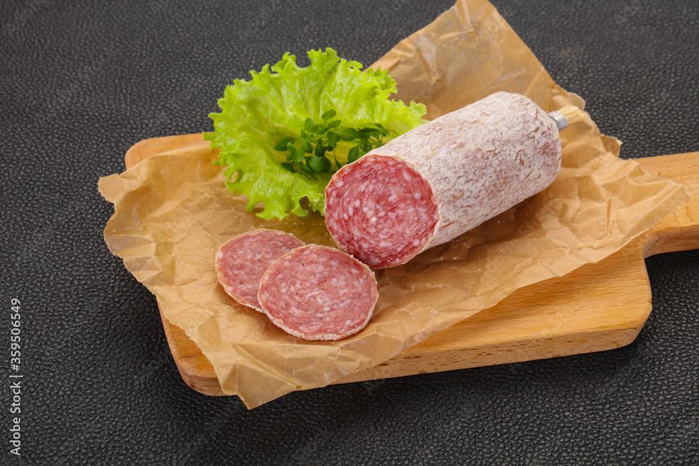 Italian dry Saliami pork sausage Italian dry Saliami pork sausage