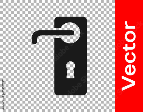 Black Door handle icon isolated on transparent background. Door lock sign.  Vector Illustration