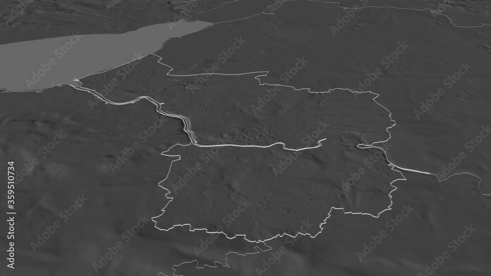 Bristol, unitary authority with its capital, zoomed and extruded on the bilevel map of England in the conformal Stereographic projection. Animation 3D Bristol, unitary authority with its capital, zoomed and extruded on the bilevel map of England in the conformal Stereographic projection. Animation 3D