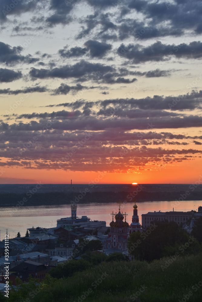 Sunrise over the Volga and Nizhny Novgorod