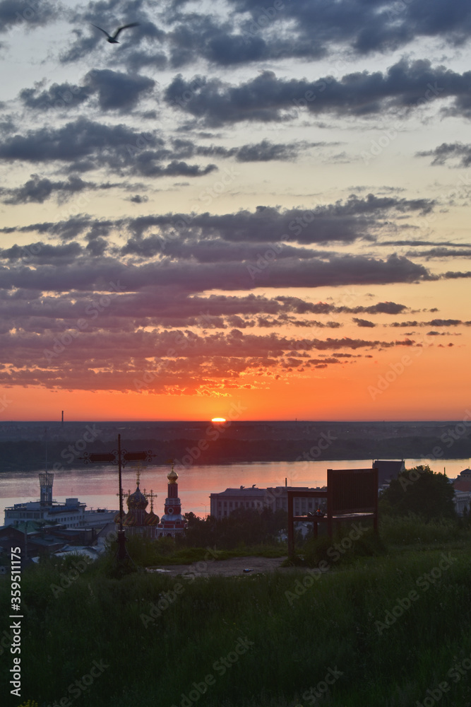 Sunrise over the Volga and Nizhny Novgorod Sunrise over the Volga and Nizhny Novgorod