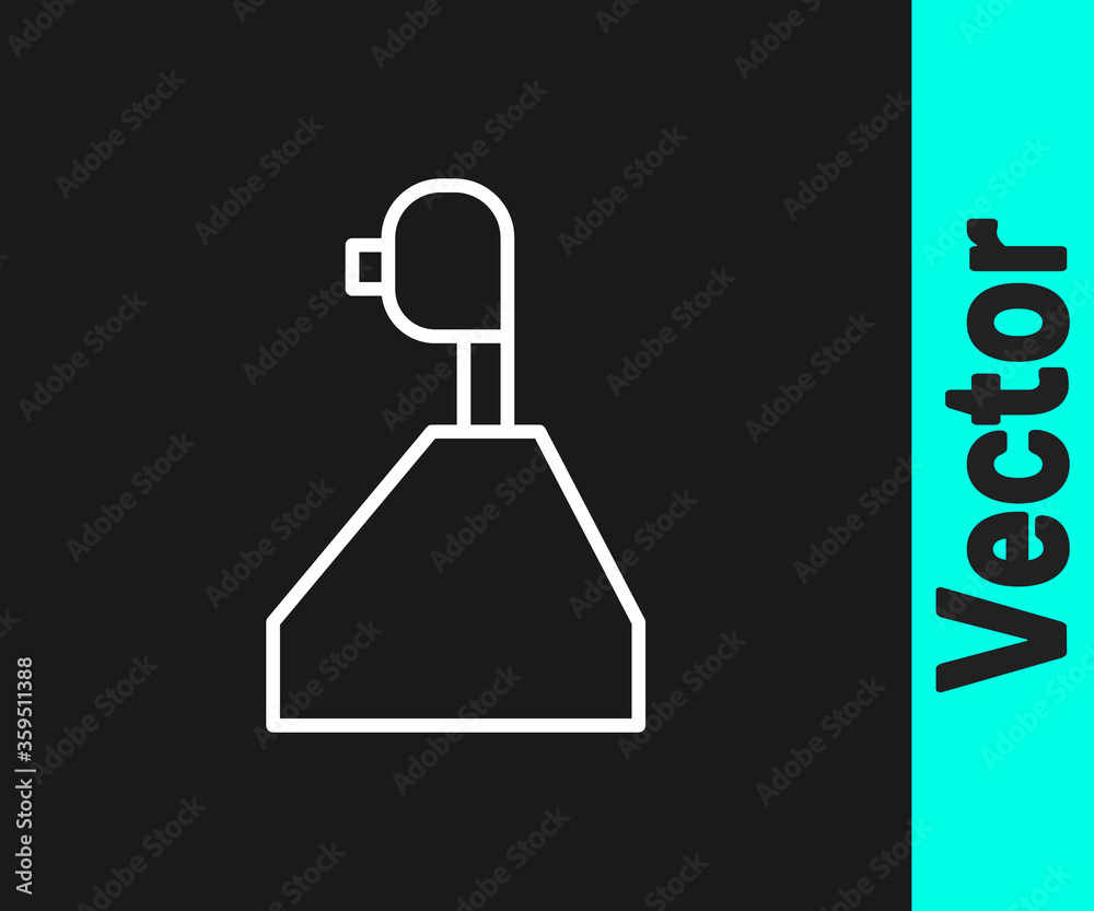 White line Gear shifter icon isolated on black background. Transmission icon. Vector Illustration White line Gear shifter icon isolated on black background. Transmission icon. Vector Illustration