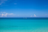 boats sailing in blue sea of Varadero, Cuba
