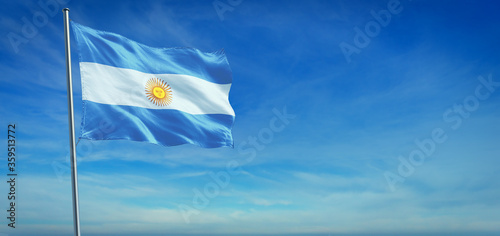The National flag of Argentina photo