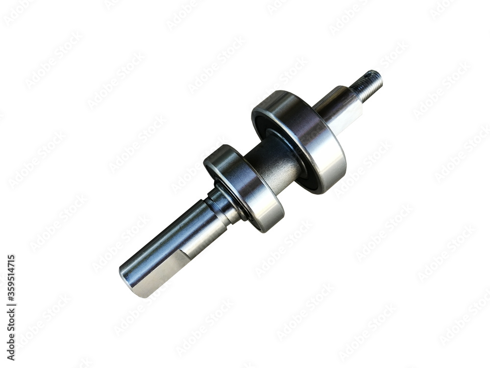 Water pump shaft with bearings car isolated on white background. Spare parts. Water pump shaft with bearings car isolated on white background. Spare parts.
