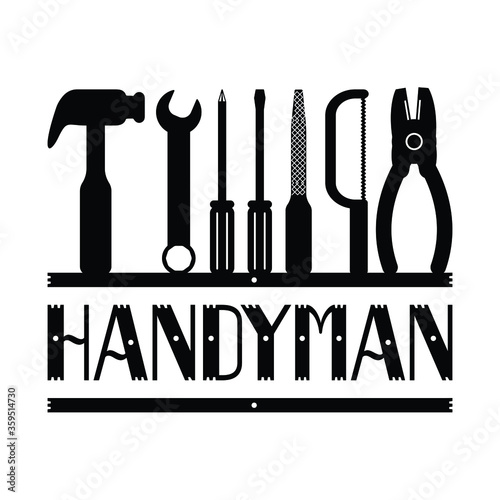 Work Tools Black Saw Wrench Hammer Screwdriver Icon Set Handyman Services Toolbox Vector Illustration