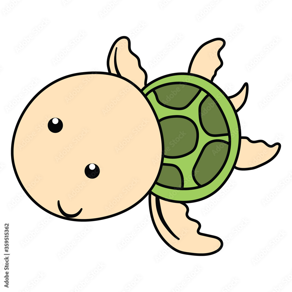 Obraz premium Turtle cartoon illustration isolated on white background for children color book