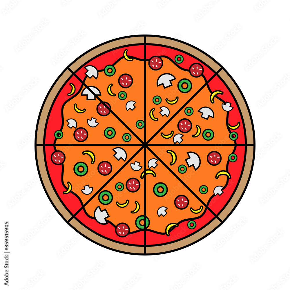 Pizza Icon Fast Food Tasty Slice Illustration