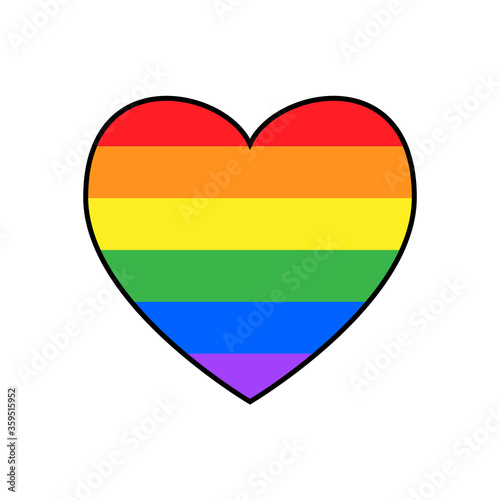 Colourful Heart LGBT Flag Icon Rainbow Spectrum Gay Love Pride Isolated Freedom Vector Illustration