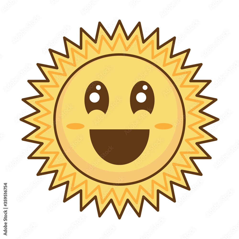 Happy Sun Cartoon Smiling Face Character Yellow Vector Illustration