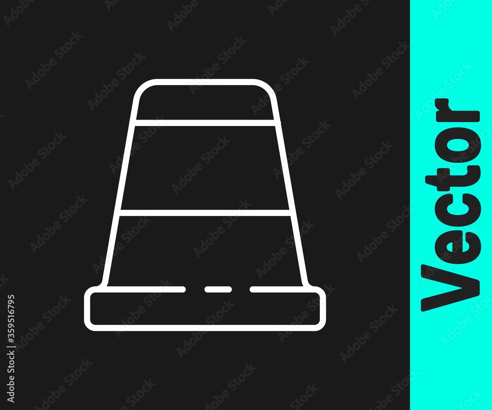White line Thimble for sewing icon isolated on black background. Vector Illustration. White line Thimble for sewing icon isolated on black background. Vector Illustration.