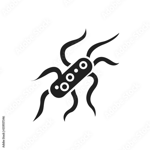 Bacteria salmonella black glyph icon. Viral and bacterial infection sign. Microscopic germ cause diseases concept. Pictogram for web, mobile app, promo. UI UX design element.