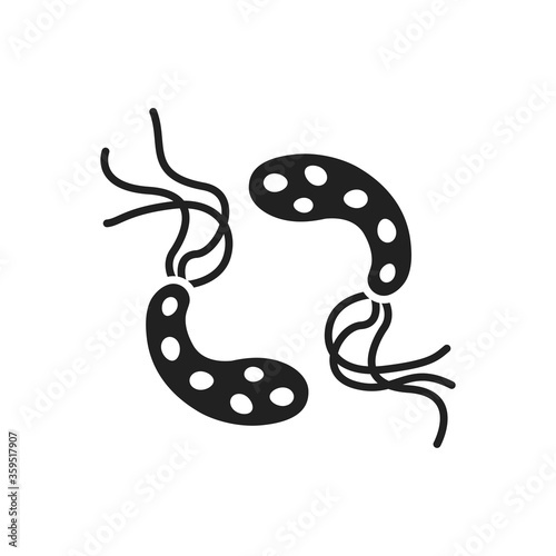 Bacteria cholera black glyph icon. Waterborne microscopic germ cause diseases concept. Pictogram for web, mobile app, promo. UI UX design element.