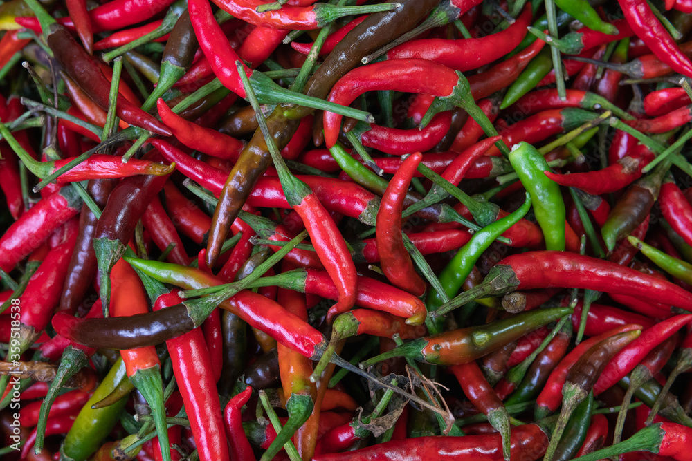 Thai red chili or red pepper sell in the local market