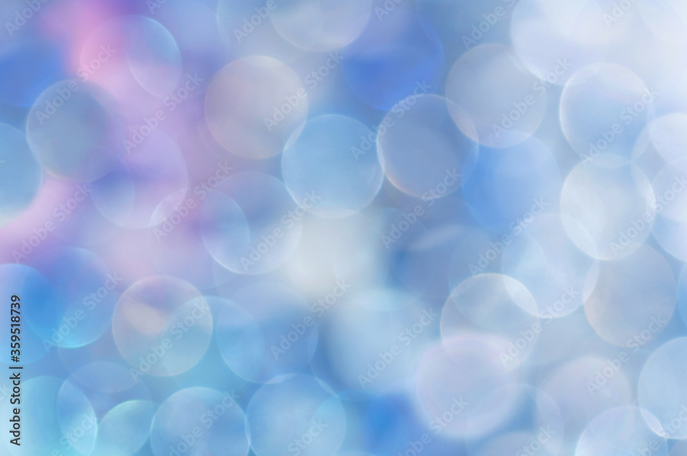 Multi-colored bubbles of violet and blue hues, pastel colors. Horizontal photo, bokeh effect, picture for the background, packaging design, holiday theme. Multi-colored bubbles of violet and blue hues, pastel colors. Horizontal photo, bokeh effect, picture for the background, packaging design, holiday theme.