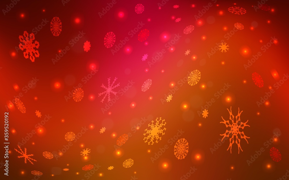 Light Red vector pattern with christmas snowflakes. Decorative shining illustration with snow on abstract template. New year design for your ad, poster, banner. Light Red vector pattern with christmas snowflakes. Decorative shining illustration with snow on abstract template. New year design for your ad, poster, banner.