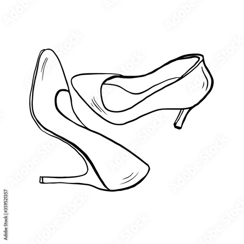 pair of shoes. outline hand drawn sketch