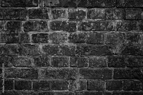 Empty modern black dirty brick wall texture for background