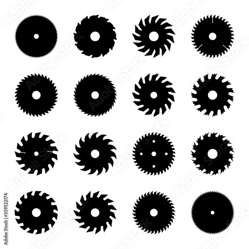 Circular Saw Blade Icon Collection, Rotary Cutter Symbols