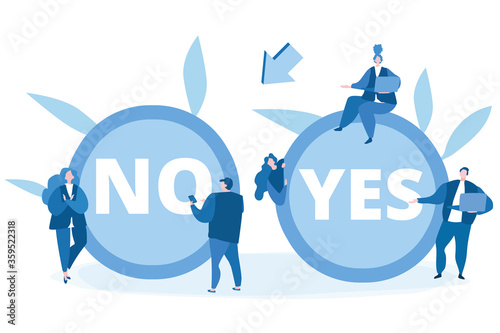 Choose . options choice process persons NO YES concept. Vector illustration for web banner, infographics, mobile. 